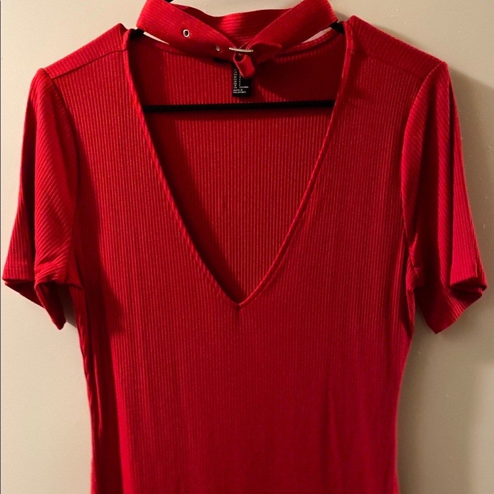 V- Neck Red Dress 💃